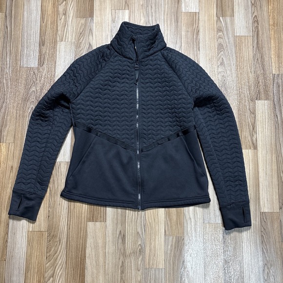AVIA Women's MED (8-10) Quilted Full Zip Pockets Mixed Media Jacket - Black - Picture 1 of 7